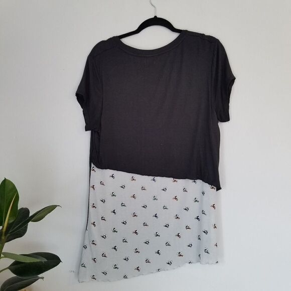 Disney Parks Mickey Asymmetrical Round Neck Long Line Layered Tee Shirt Large - Picture 3 of 11